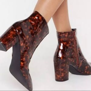 Tortoiseshell Faux Leather Boots Size 10- NIB